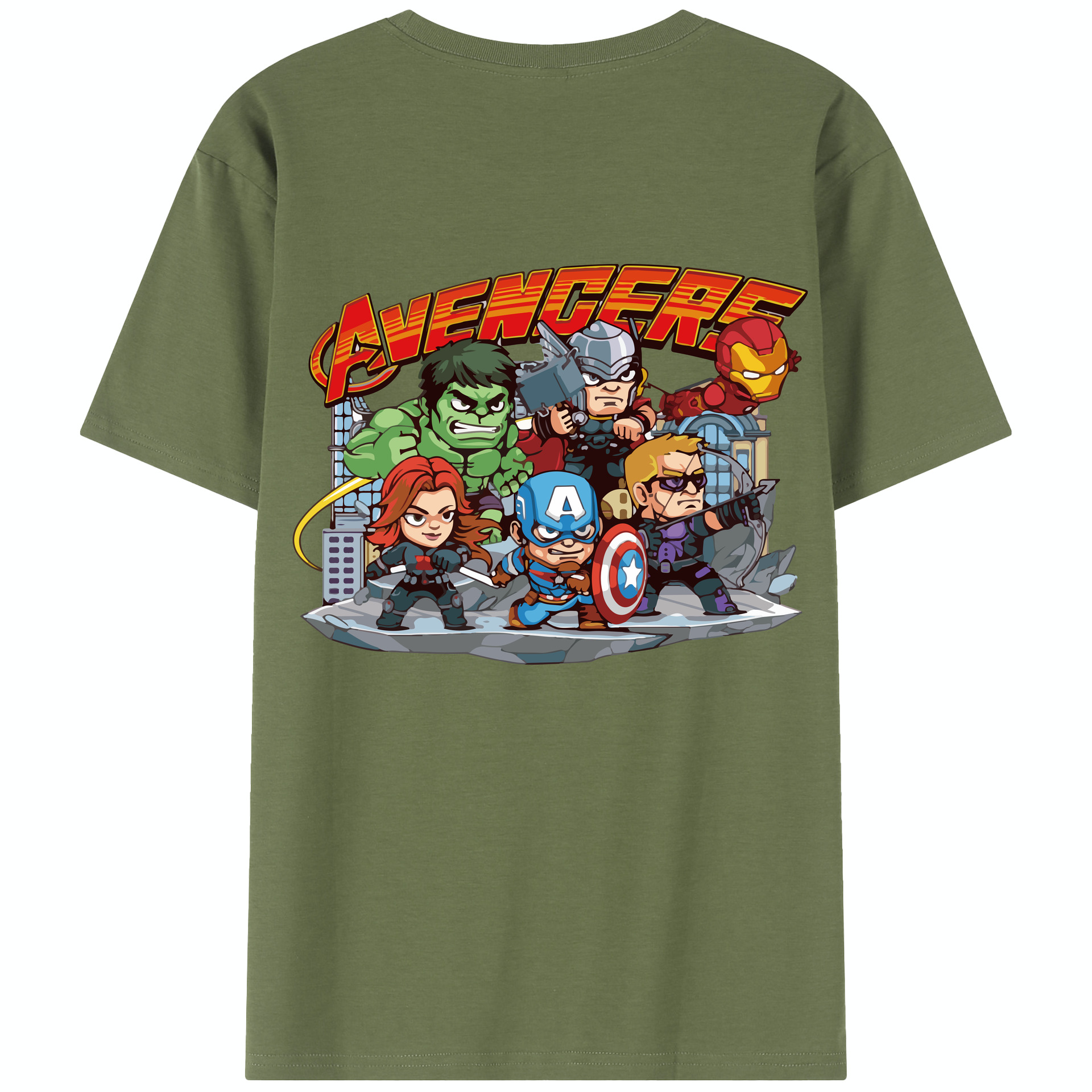 （画像用） アベンジャーズ The Avengers 綿100％半袖Tシャツ（背面プリント）